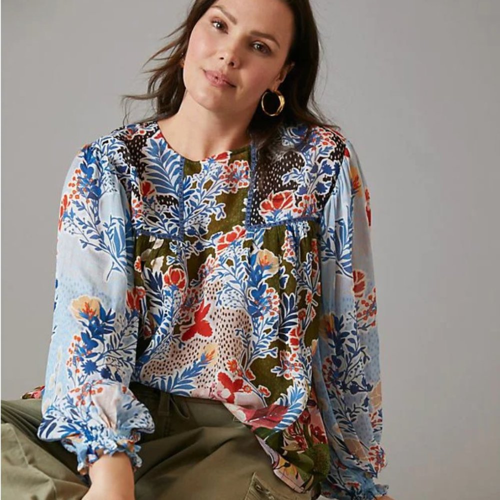 Anthropologie Bl-nk Miranda Peasant Blouse, Size 1X